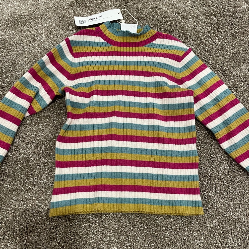 Zara Multicolor Striped Crew Neck Sweater